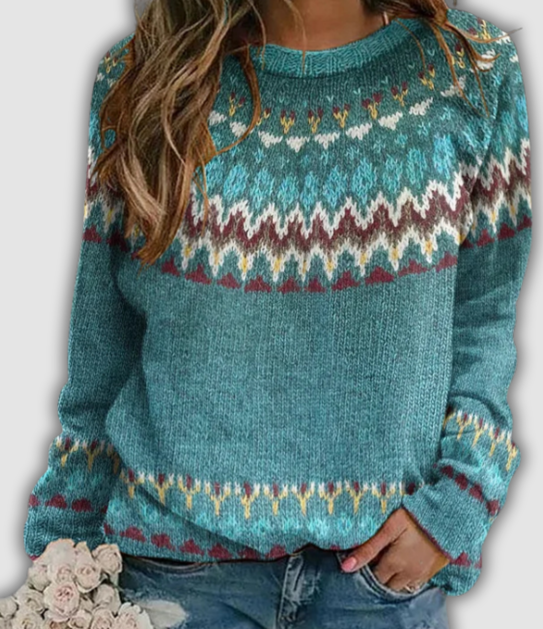 Paulina | Retro Sweatshirt met Golfpatroon