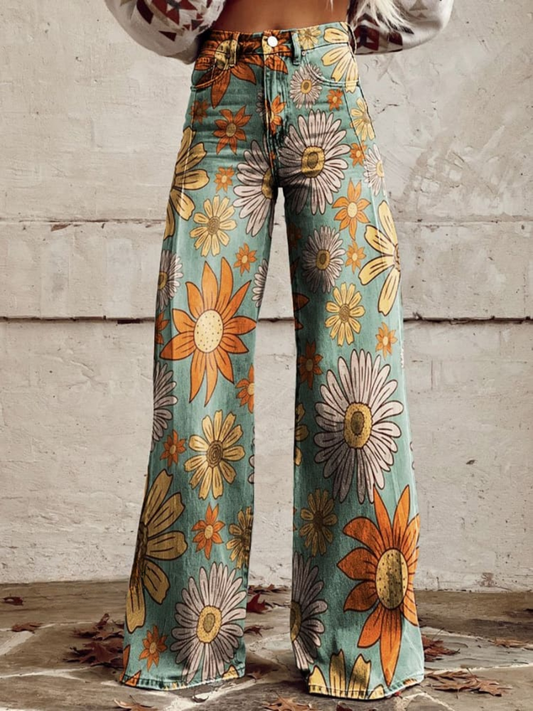 CIRILLA | Vintage Palazzo-broek met bloemenmotief