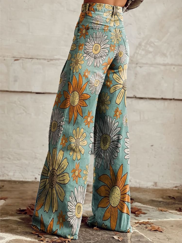 CIRILLA | Vintage Palazzo-broek met bloemenmotief