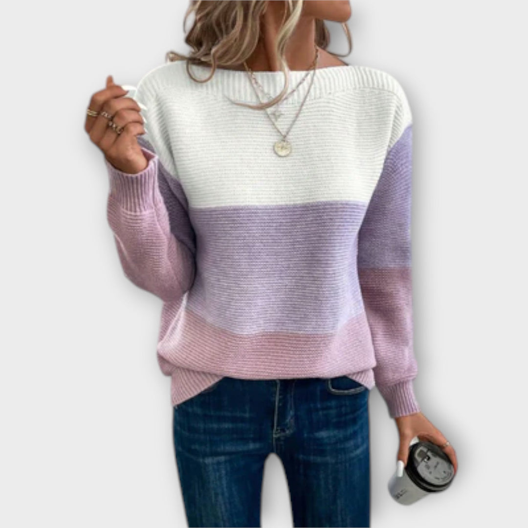 Tanja | Elegante driekleurige patchworktrui
