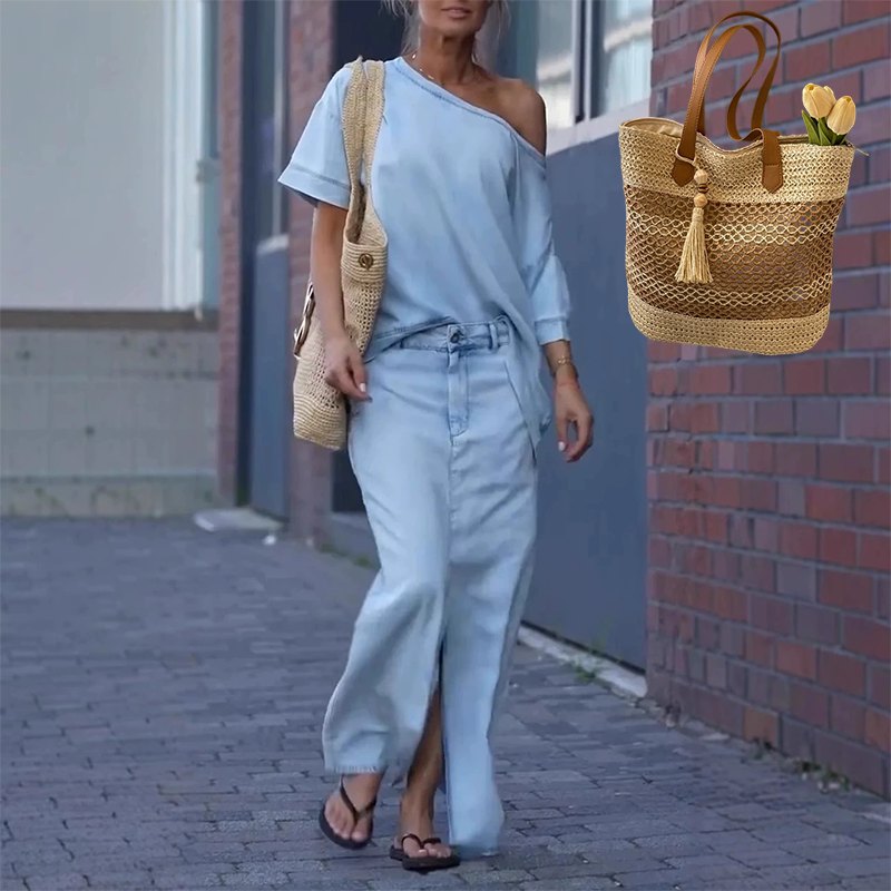 Kimberly | Off-shoulder denim set