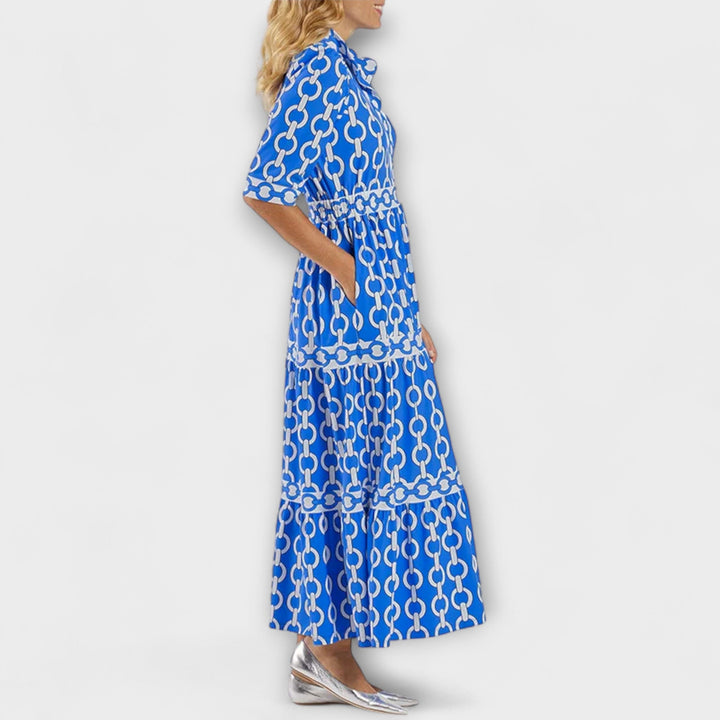 Sophia | Trendy midi-jurk met kettingpatroon