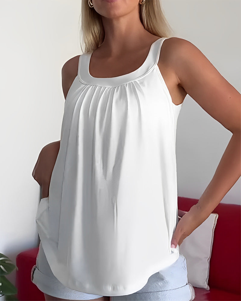 Veerle | Strapless geplooide effen tanktop