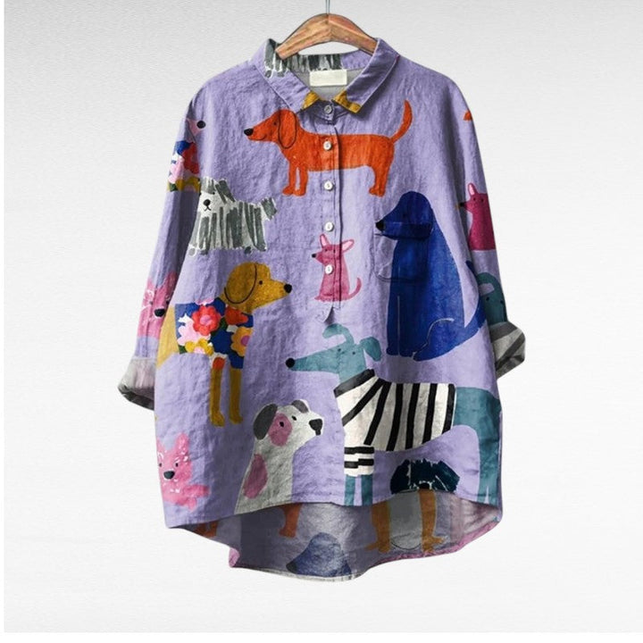 Lorenzo® | Exclusieve Damesblouse met Hondenprint