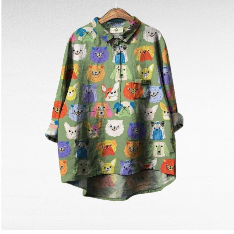 Lorenzo® | Exclusieve Damesblouse met Hondenprint