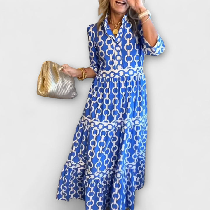 Sophia | Trendy midi-jurk met kettingpatroon
