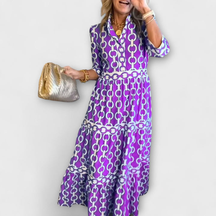 Sophia | Trendy midi-jurk met kettingpatroon