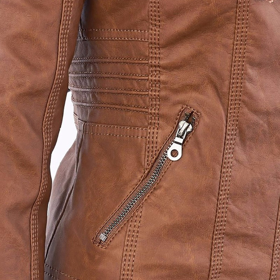 Franci | Modieuze leren jas met capuchon