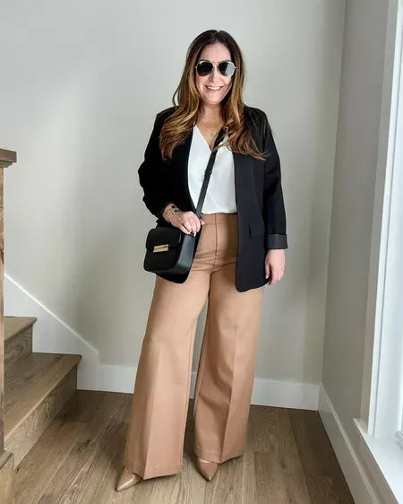 💕Broek met brede pijpen met buikcontrole en knoop