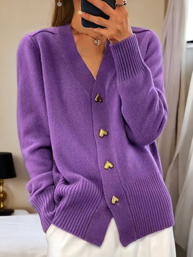 Casual Winter Effen Garen Wollen Vest Met Knopen