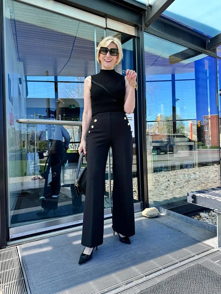 💕Broek met brede pijpen met buikcontrole en knoop
