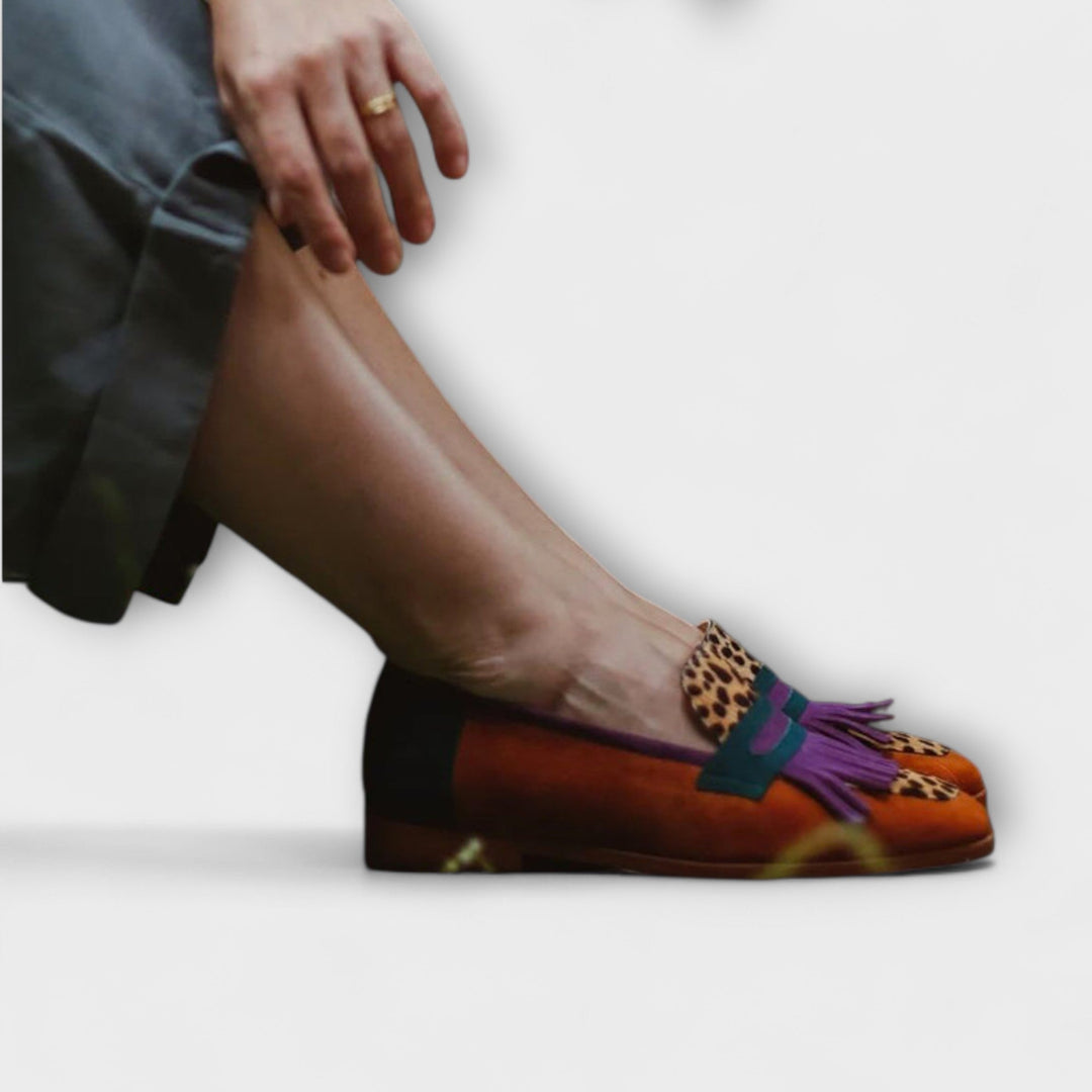 Fallon | Bruine Mocasín met Luipaardprint