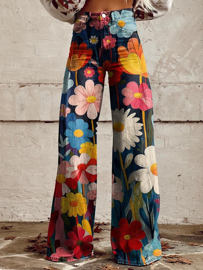 LÉNA | Wijde bloemenbroek – elegant en modern