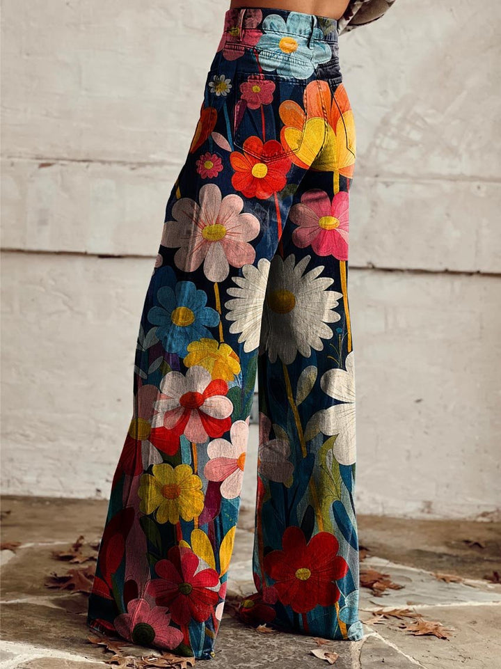 LÉNA | Wijde bloemenbroek – elegant en modern